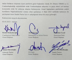 Altılı Masa Aday Belirleme Toplantısı Yapıldı