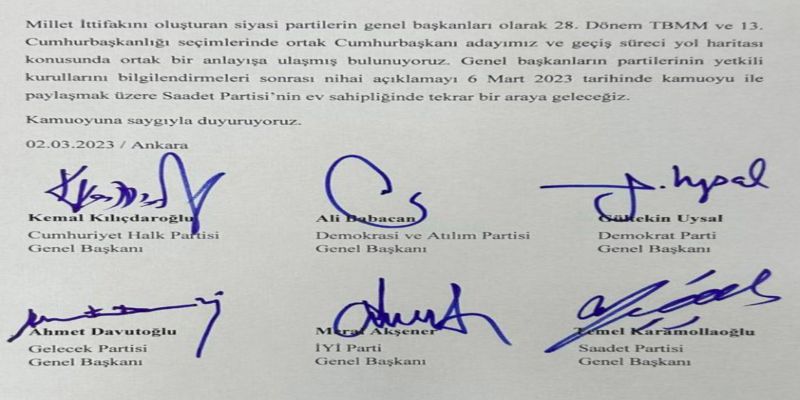 Altılı Masa Aday Belirleme Toplantısı Yapıldı