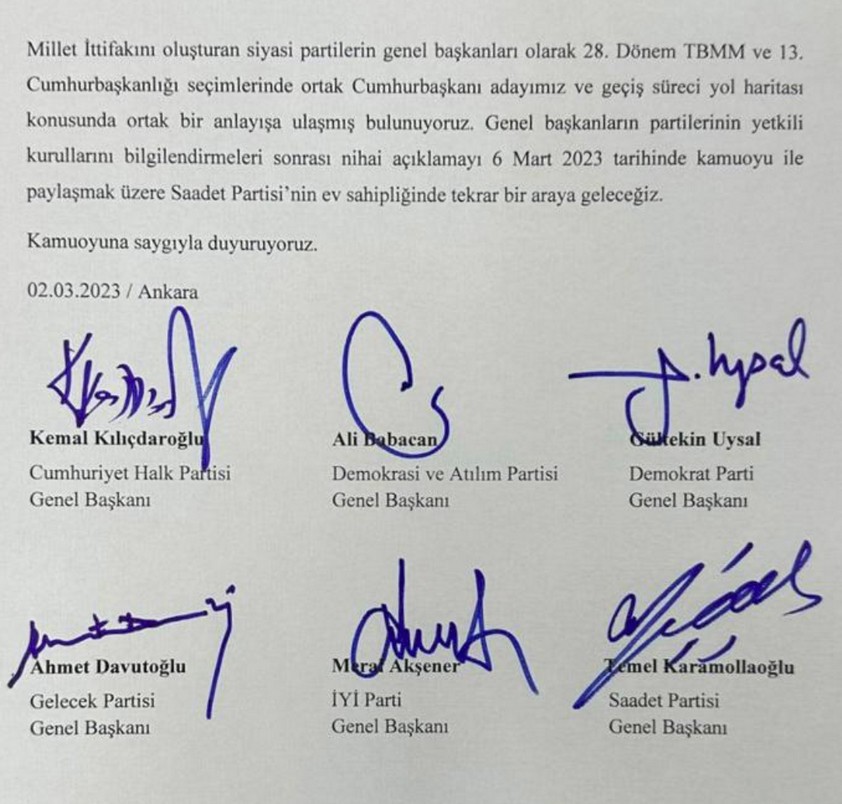 2023 - Altılı Masa Aday Belirleme Toplantısı Yapıldı